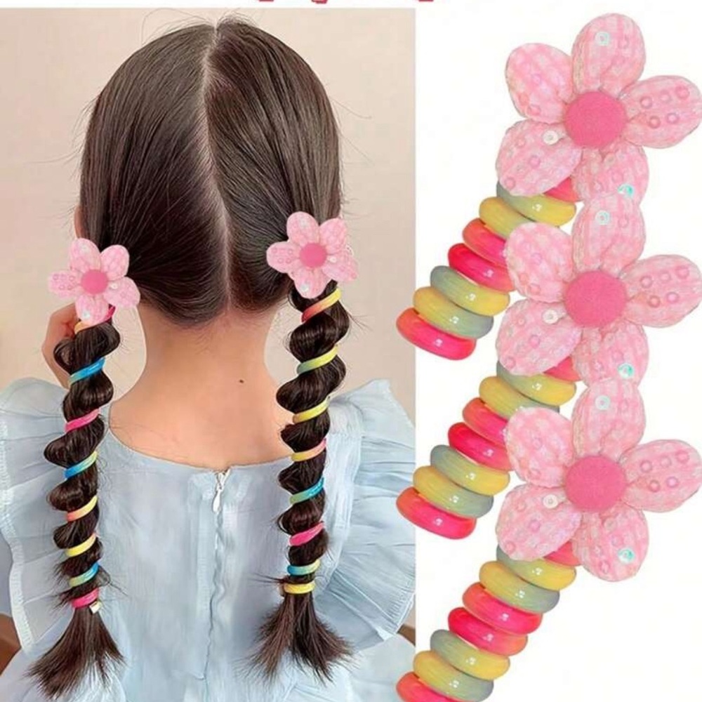 Pink Flower Hair Accessories for Kids